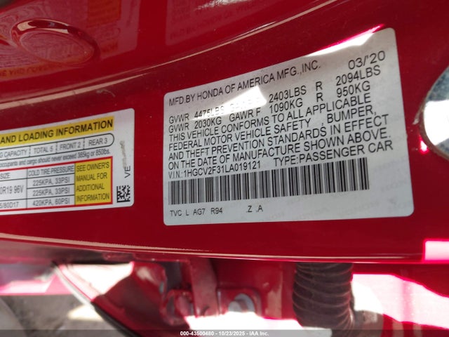 2020 HONDA ACCORD 1HGCV2F31LA019121 Photo 8
