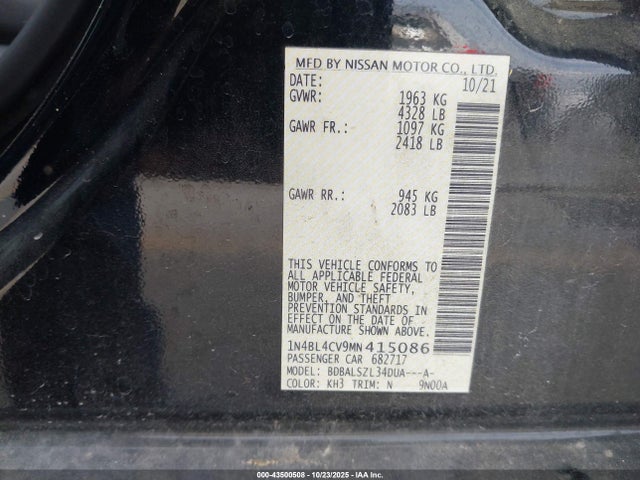 Nissan Altima 2021 1N4BL4CV9MN415086 Image 9
