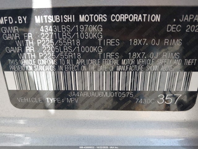 2021 MITSUBISHI OUTLANDER SPORT JA4ARUAU6MU010575 Photo 8