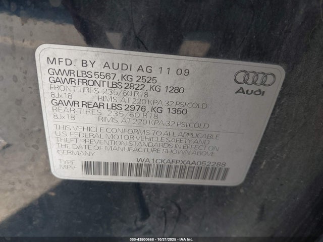 2010 AUDI Q5 WA1CKAFPXAA052288 Photo 8