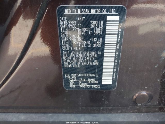2017 NISSAN ARMADA JN8AY2ND7H9009262 Photo 8