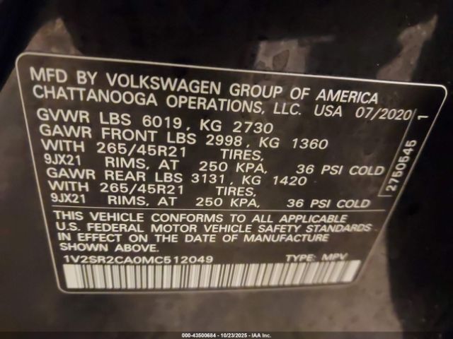 2021 VOLKSWAGEN ATLAS 1V2SR2CA0MC512049 Photo 8