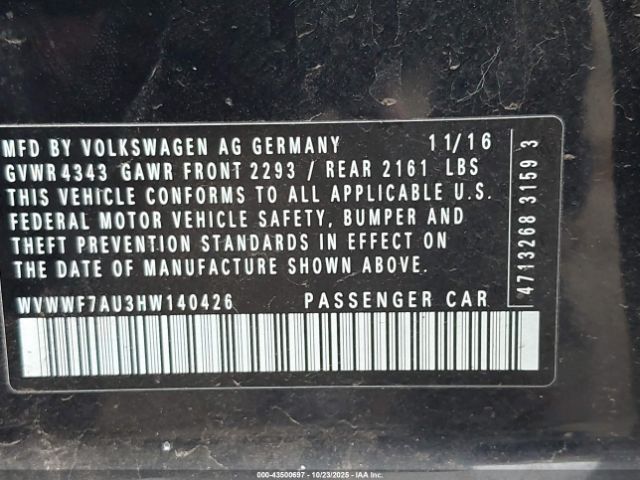 2017 VOLKSWAGEN GOLF R WVWWF7AU3HW140426 Photo 8