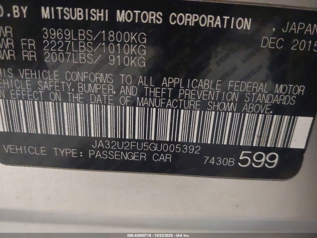 2016 MITSUBISHI LANCER JA32U2FU5GU005392 Photo 8