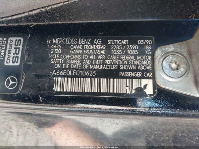 1990 MERCEDES-BENZ 500 WDBFA66E0LF010623 Photo 8