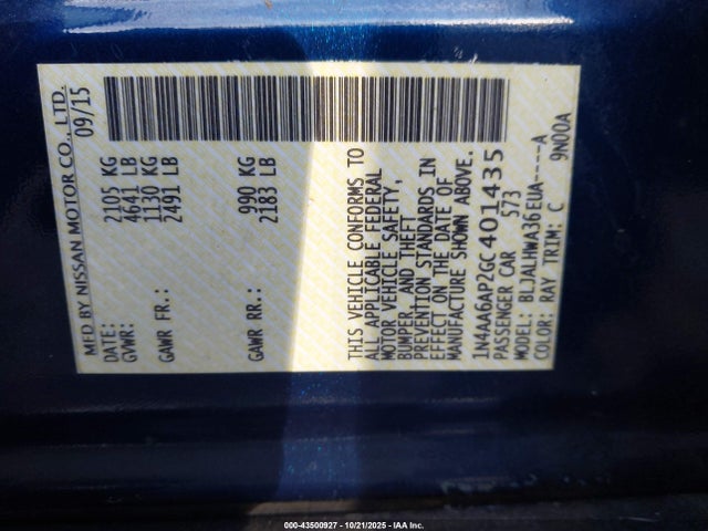 2016 NISSAN MAXIMA 1N4AA6AP2GC401435 Photo 8