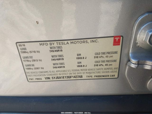 2016 TESLA MODEL S 5YJSA1E13GF142268 Photo 8