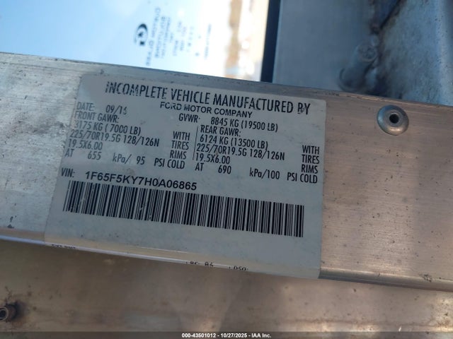 Aukcja sprzedaży 2017 Ford F-59 Commercial Stripped, vin: 1F65F5KY7H0A06865, numer aukcji: 43501012