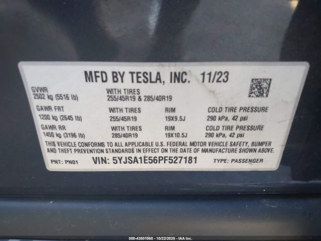 2023 TESLA MODEL S 5YJSA1E56PF527181 Photo 8