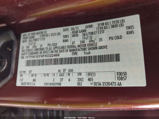 2015 FORD F-150 1FTFW1EF9FKD22466 Photo 8