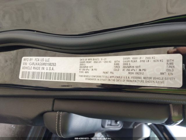 2021 JEEP GRAND CHEROKEE L 1C4RJKAG6M8198263 Photo 8