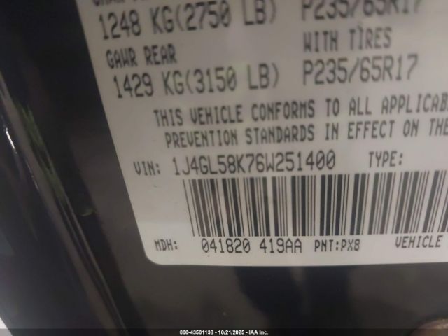 2006 JEEP LIBERTY 1J4GL58K76W251400 Photo 8