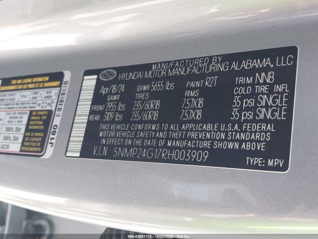 2024 HYUNDAI SANTA FE HYBRID 5NMP24G17RH003909 Photo 8