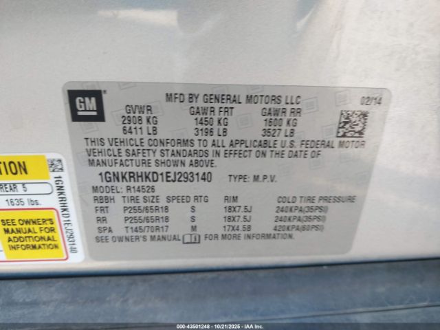 2014 CHEVROLET TRAVERSE 1GNKRHKD1EJ293140 Photo 8