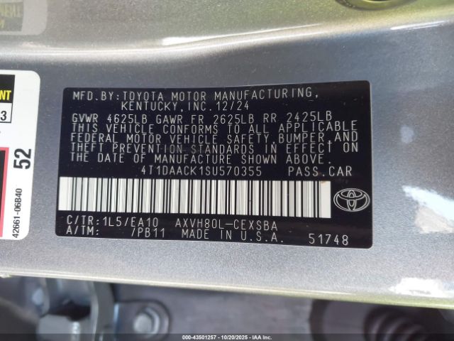 2025 TOYOTA CAMRY 4T1DAACK1SU570355 Photo 8