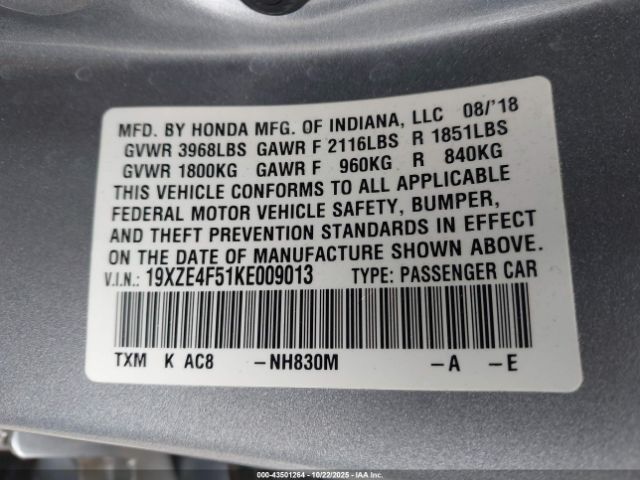 2019 HONDA INSIGHT 19XZE4F51KE009013 Photo 8