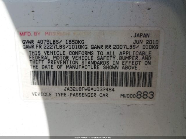 2010 MITSUBISHI LANCER JA32U8FW8AU032484 Photo 8