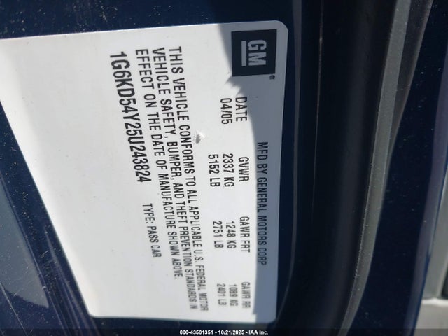 2005 CADILLAC DEVILLE 1G6KD54Y25U243824 Photo 8