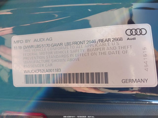 2020 AUDI S5 SPORTBACK WAUC4CF52LA001183 Photo 8