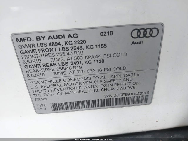 2018 AUDI Q3 WA1JCCFS9JR026318 Photo 8