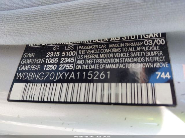 2000 MERCEDES-BENZ S 430 WDBNG70JXYA115261 Photo 8