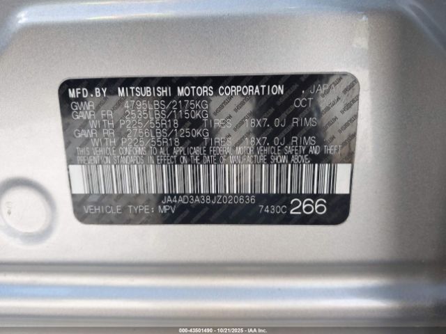 2018 MITSUBISHI OUTLANDER JA4AD3A38JZ020636 Photo 8