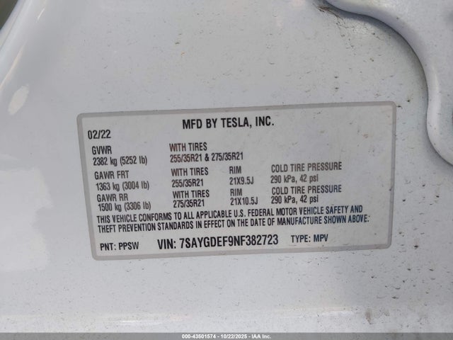 2022 TESLA MODEL Y 7SAYGDEF9NF382723 Photo 8
