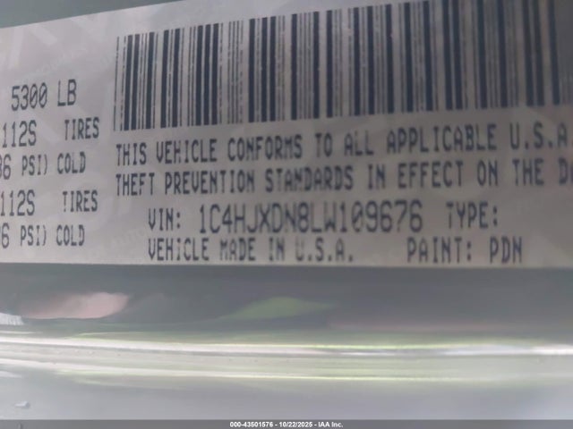 2020 JEEP WRANGLER UNLIMITED 1C4HJXDN8LW109676 Photo 8