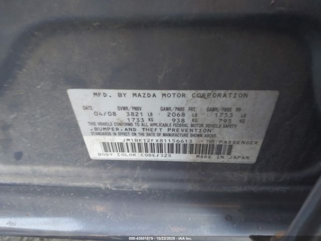 2008 MAZDA MAZDA3 JM1BK12FX81156613 Photo 8