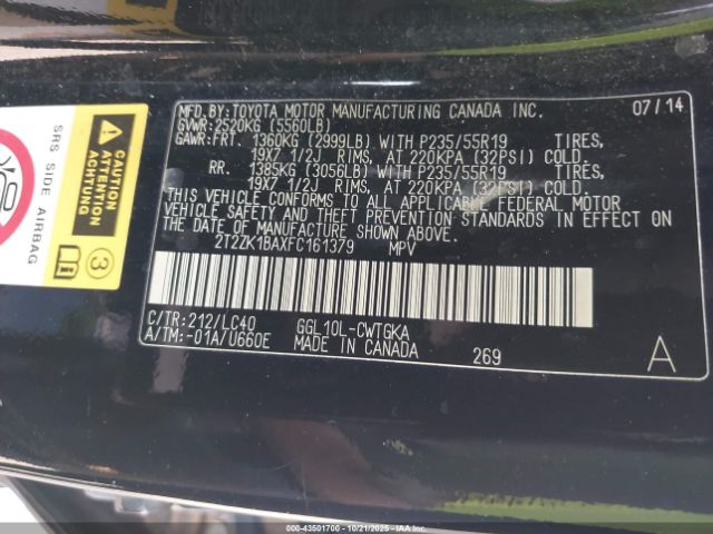 2015 LEXUS RX 350 2T2ZK1BAXFC161379 Photo 8