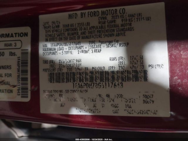 2016 FORD FUSION 1FA6P0H78G5117643 Photo 8