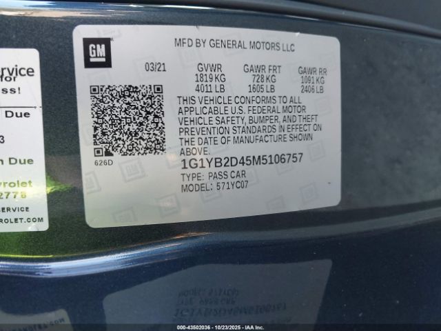 2021 CHEVROLET CORVETTE STINGRAY 1G1YB2D45M5106757 Photo 8