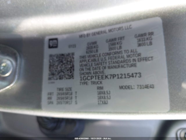 1GCPTEEK7P1215473 Chevrolet l3b