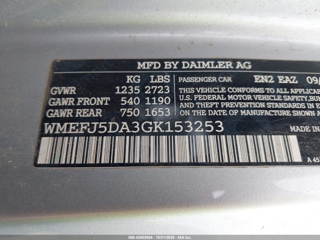 WMEFJ5DA3GK153253 Smart Fortwo