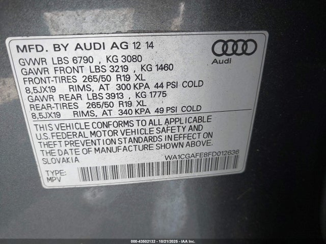 2015 AUDI Q7 WA1CGAFE8FD012636 Photo 8