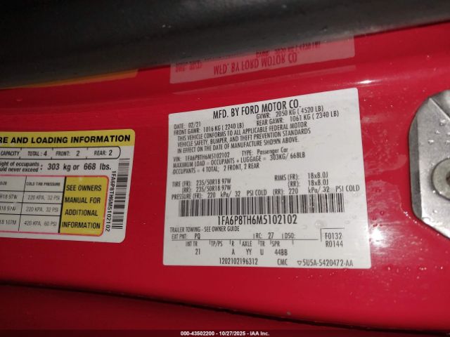 2021 FORD MUSTANG 1FA6P8TH6M5102102 Photo 8