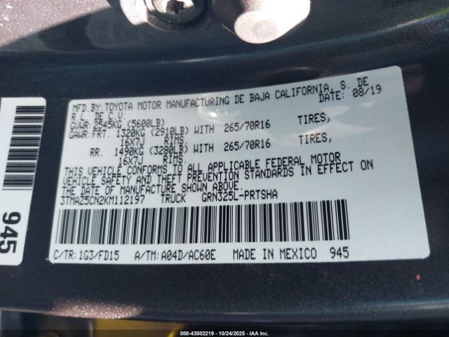 2019 TOYOTA TACOMA 3TMAZ5CN2KM112197 Photo 8