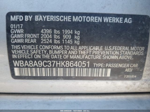 2017 BMW 320I WBA8A9C37HK864051 Photo 8