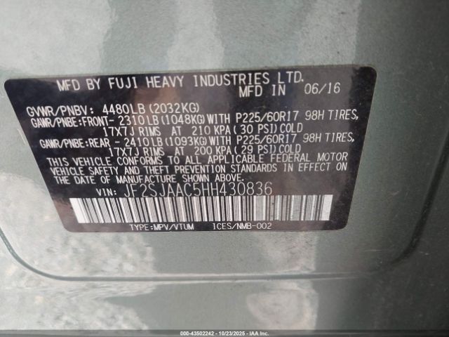 2017 SUBARU FORESTER JF2SJAAC5HH430836 Photo 8