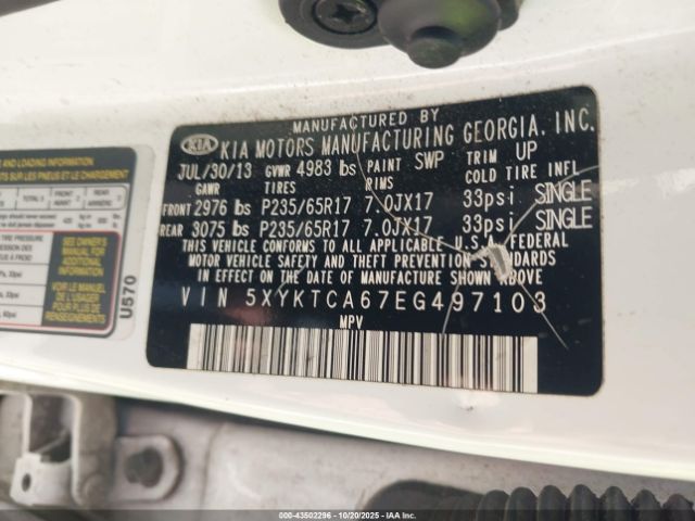 2014 KIA SORENTO 5XYKTCA67EG497103 Photo 8