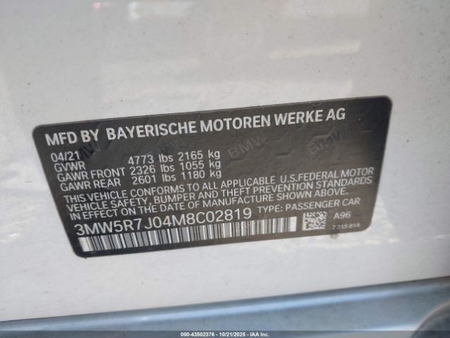 2021 BMW 330I 3MW5R7J04M8C02819 Photo 8