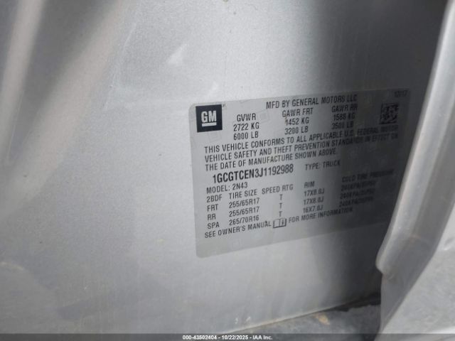 2018 CHEVROLET COLORADO 1GCGTCEN3J1192988 Photo 8