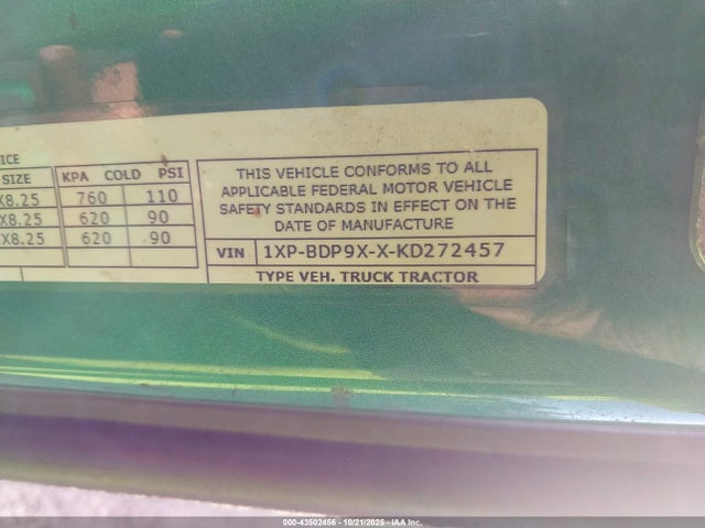 Продажа на аукционе авто 2019 Peterbilt 579, vin: 1XPBDP9XXKD272457, номер лота: 43502456