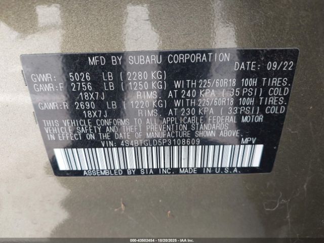 2023 SUBARU OUTBACK 4S4BTGLD5P3108609 Photo 8