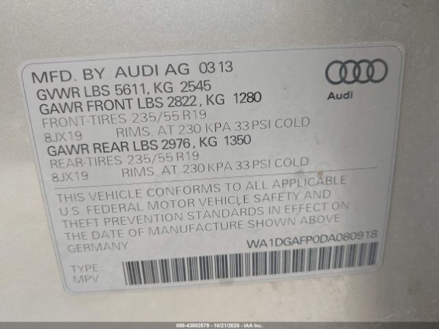 2013 AUDI Q5 WA1DGAFP0DA080918 Photo 8