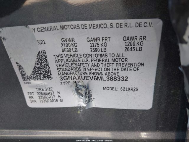 2021 CHEVROLET EQUINOX 3GNAXUEV6ML388332 Photo 8