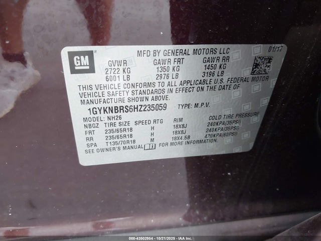 2017 CADILLAC XT5 1GYKNBRS6HZ235059 Photo 8