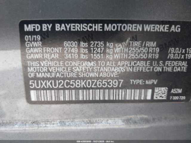 2019 BMW X6 5UXKU2C58K0Z65397 Photo 8