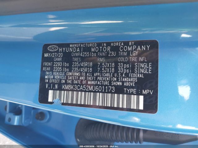 2021 HYUNDAI KONA KM8K3CA52MU601173 Photo 8