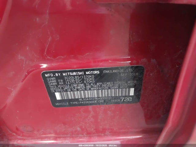 2019 MITSUBISHI MIRAGE ML32A3HJ7KH000900 Photo 8